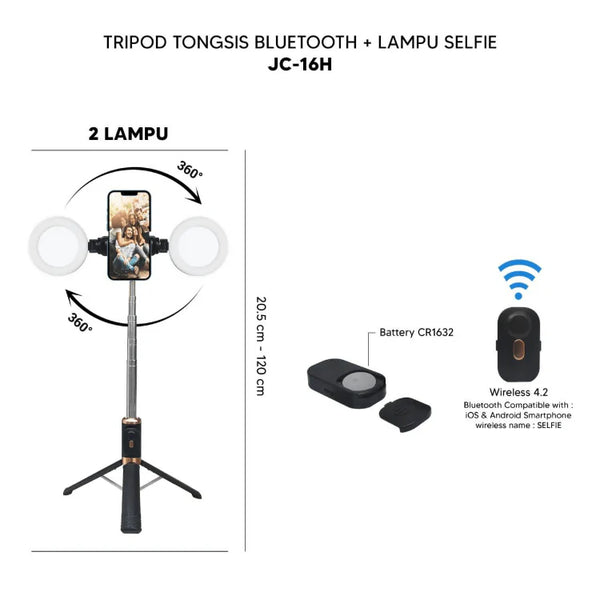 JC Series Wireless Bluetooth Selfie Stick – Extendable Tripod
