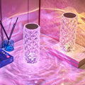 LED Crystal Table Lamp – Rechargeable Touch Control Night Light